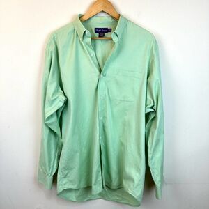 Polo Ralph Lauren Purple Label Light Green Button‎ Up Shirt Men’s L Read